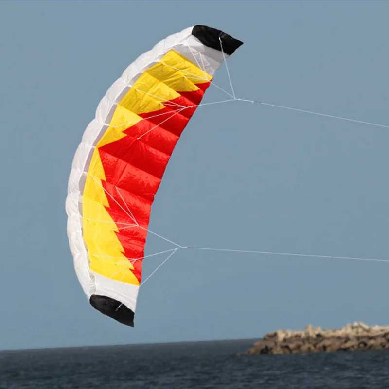 New High Quality 2m Nylon Dual Line Parafoil Kite With Handle And Line Power Braid Sailing Kitesurf Rainbow Sports Beach 5