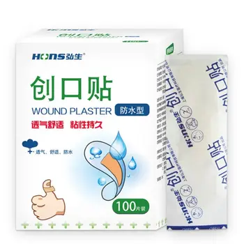 

100Pcs 7.2x1.9CM Curved Trim Disposable Waterproof Oval PE Wound Plaster First Aid Adhesive Bandages Band Heel Cushion Sticker