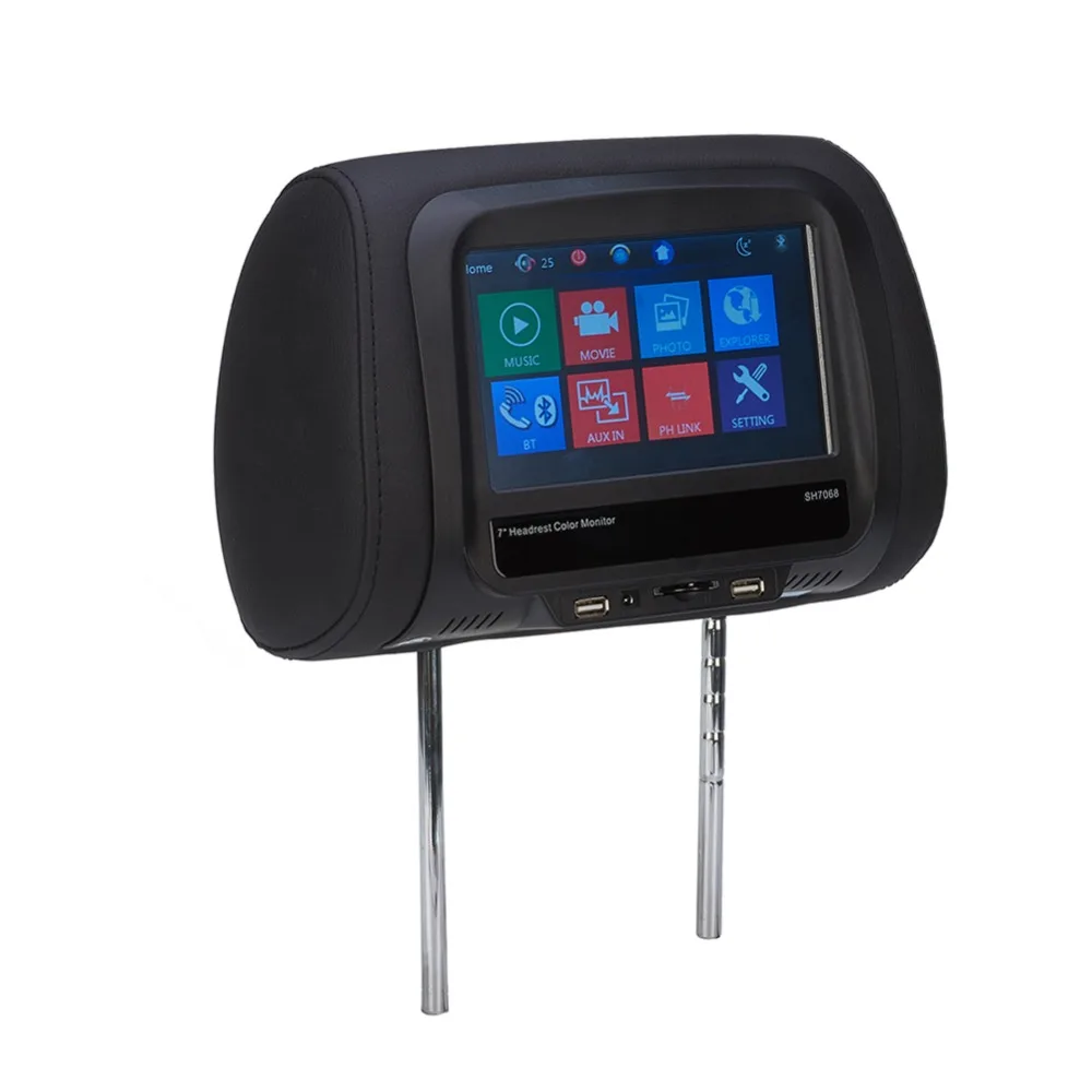 7 дюймов Автомобильный подголовник монитор MP5 ЖК-экран Автомобильный видео плеер Поддержка USB/SD/FM/Bluetooth/телефонная связь
