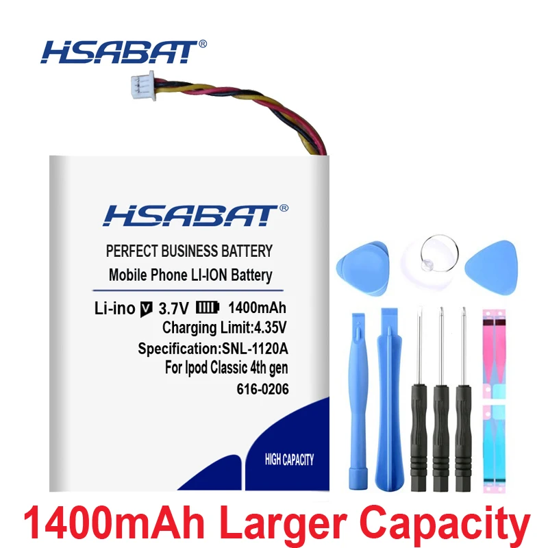 HSABAT 0 цикла 1400 мАч 616-0206 Батарея 616-0183 для Apple Ipod Classic 4th gen/фото U2 A1059 20 40 ГБ запасной аккумулятор
