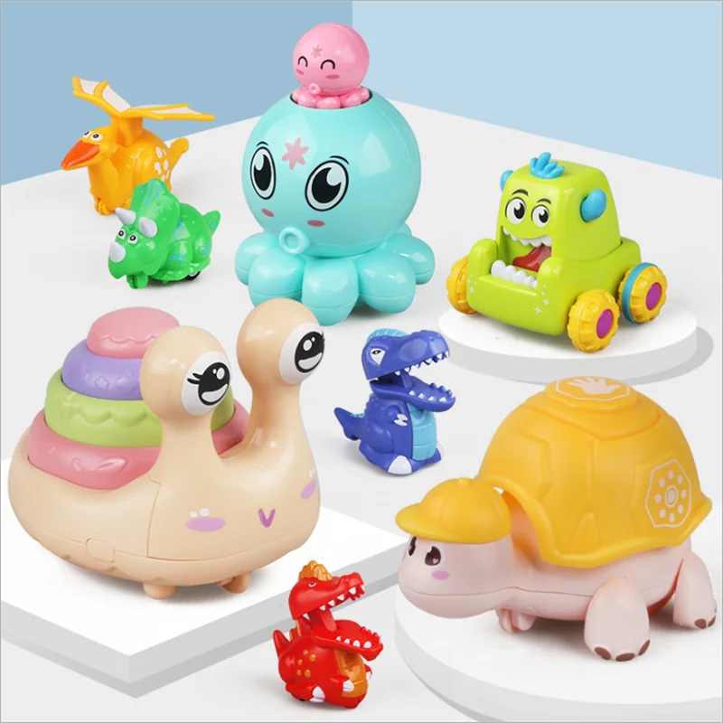 

Explosive animal cute turtle snail car pull back car children Clockwork toy plastic neutral funny cartoon puzzle press toy gift
