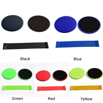 

Gliding Discs Sliders Exercise Strength Stability Abdominal Slides+Stretch Belt Home Gym Workout PVC Discs