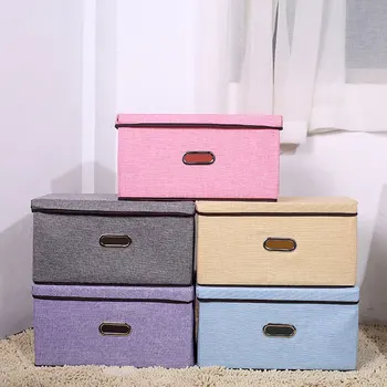 

Kids Toy Bedroom Closet Clothes Organizer Drawers Sundries Storage Box Folding Waterproof Handles Large Cotton Linen Home