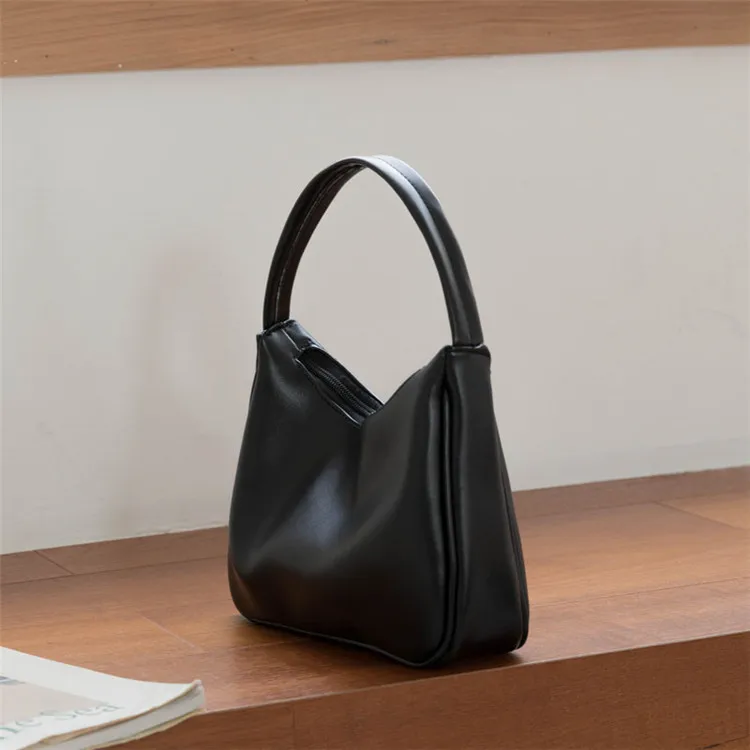 

Women Hobos Shoulder Bag Handbag 2019 Autumn and Winter New Solid Color Brand Pu Black Casual Simple Shoulder Bag Tide Totes