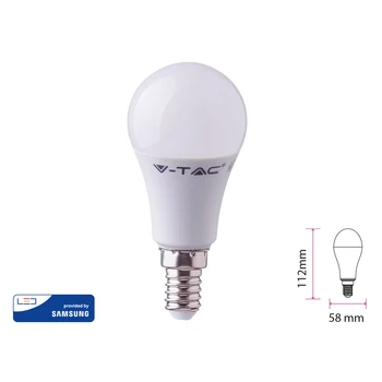 

V-TAC LC1490F Led lamp E14 A58 9W cold white 6400K shape bulb SKU-116 806LM