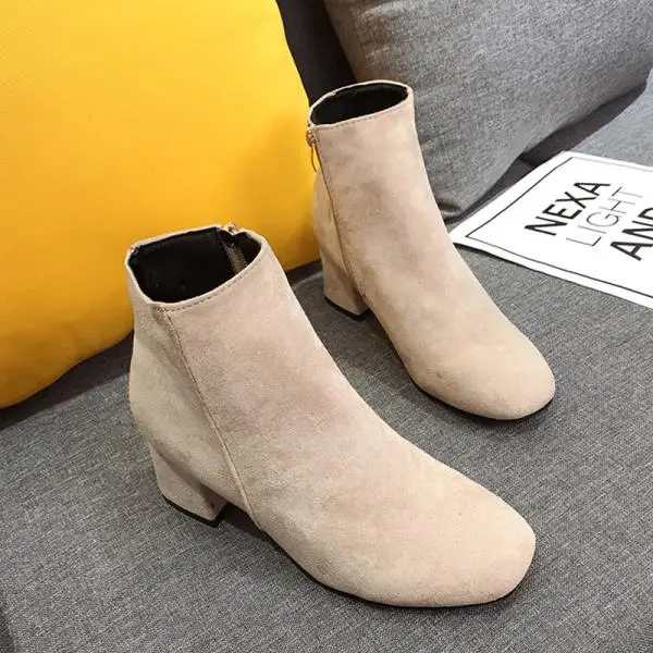 Autumn Boots Bootee Woman Low Heels booties Round Toe Booties Ladies Shoes Martins For Women Lace Up Luxury Designer Med - Цвет: 1