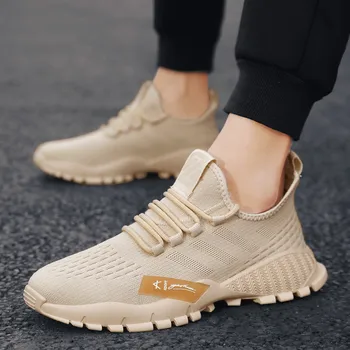 

Men's Running Shoes Breathable Shockproof Light weight Lace Up Flying woven breathable board sports leisure men's low-top shoes