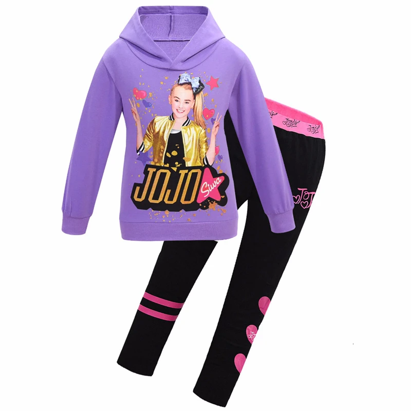 JOJO Siwa/весенне-осенние детские толстовки с капюшоном и рисунком из мультфильма; толстовки с капюшоном и длинными рукавами для девочек; леггинсы; повседневная одежда