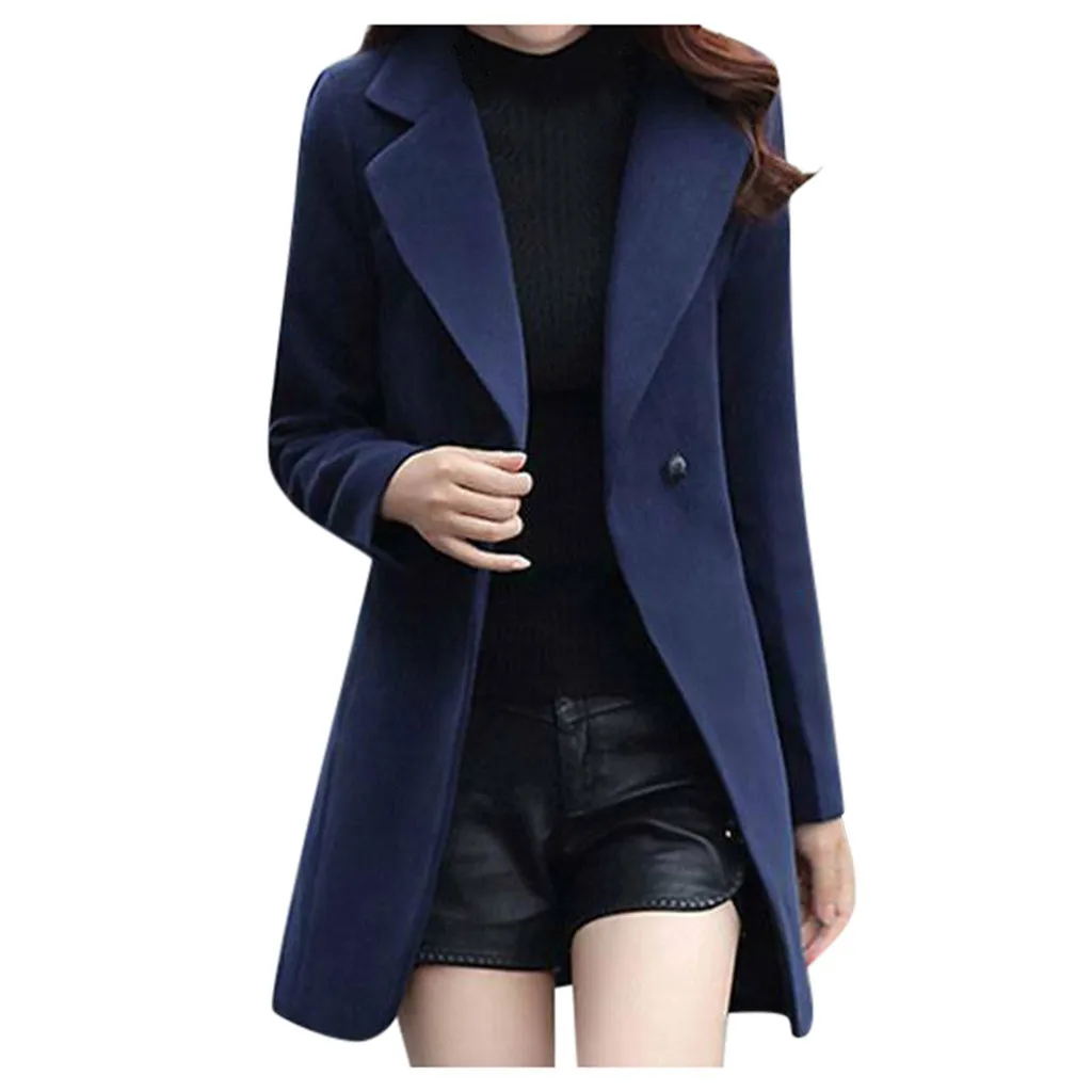 Navy KANCOOLD, Женская куртка, элегантная, с отворотом, для офиса, для леди, подходит, костюм, повседневная, рабочая ветровка размера плюс, верхняя одежда, базовые куртки, модные - Цвет: Navy