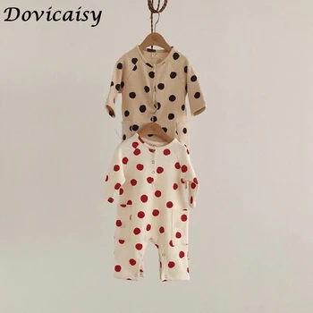 

2020 spring baby rompers dot printed new baby clothing long sleeve infant boys play suit Korean Baby suit