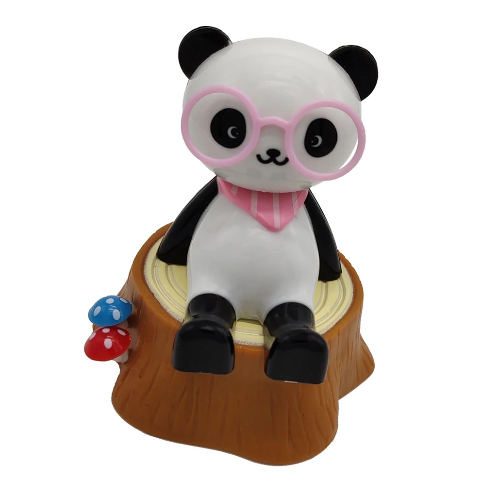Solar Powered Dancing Panda Animal Doll Swinging Animated Bobblehead Toy Home Car Decor