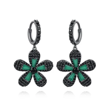 

LUALA Vintage Big Flower Drop Earrings for Women Fashion Jewelry CZ Pendientes Mujer Bijoux Party Accessories Christmas Gifts