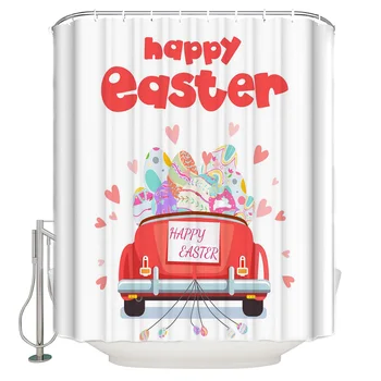

Easter Day'S Eggs Car Love Bathroom Shower Curtain Home Decoration Bathroom Accessories Shower Curtain