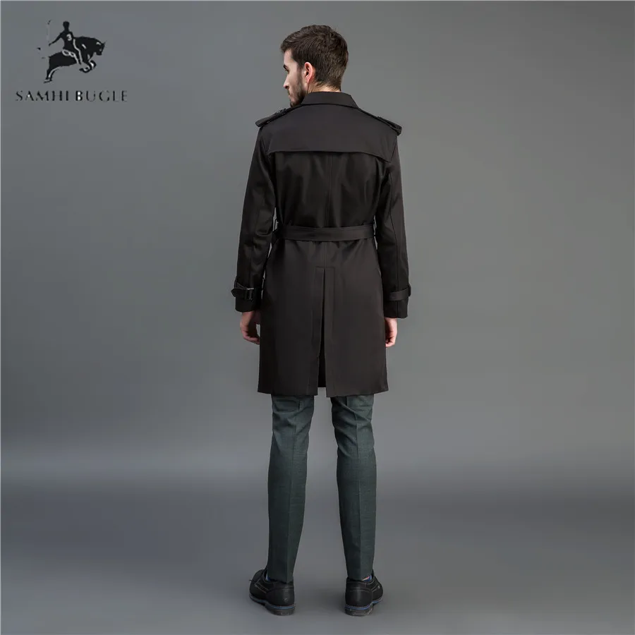 TIMESUNION Trench Coat Men Casual Masculino Overcoat Slim Long Greatcoat Single Button Windbreak Comfortable Size M 3