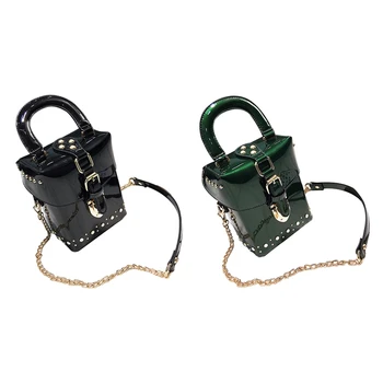 

2 Pcs Diamond Box Handbags Mini Crossbody Bag for Women Messenger Bags-Black & Green