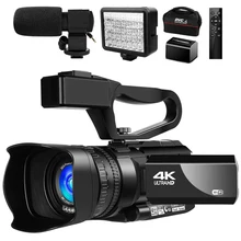 Camcorder Video-Camera Microphone Zoom Youtube Night-Touch-Screen 48MP Live-Streaming