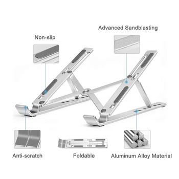 

Top Quality Portable Foldable Aluminum Laptop Stand Ergonomic Adjustable Laptop Holder For 10-15.6 Inch Notebook MacBook Pro/Air