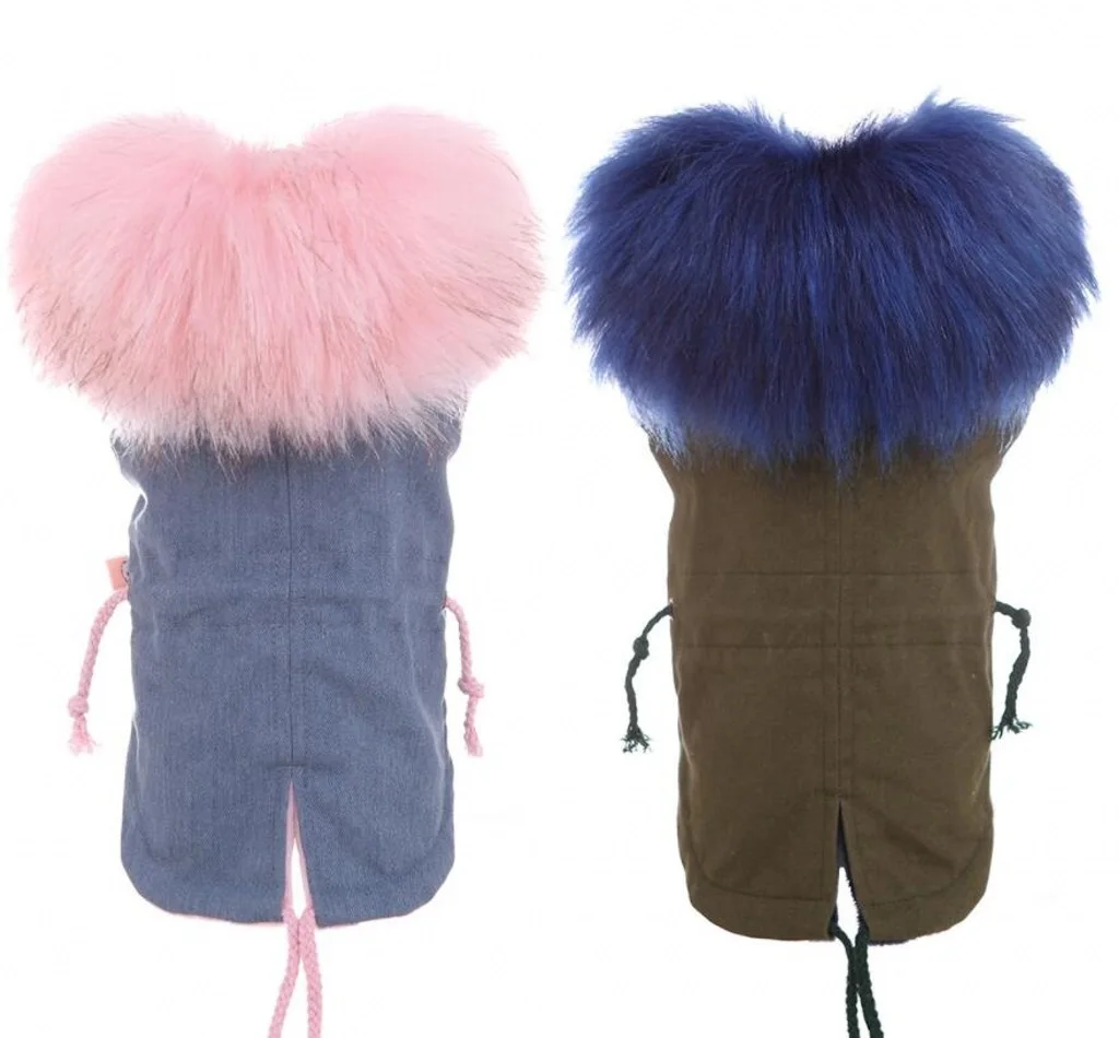 

Winter Coat for Dogs Fleece Dog Parkas Teddy Warm Faux Fur Hood Overalls for Dogs