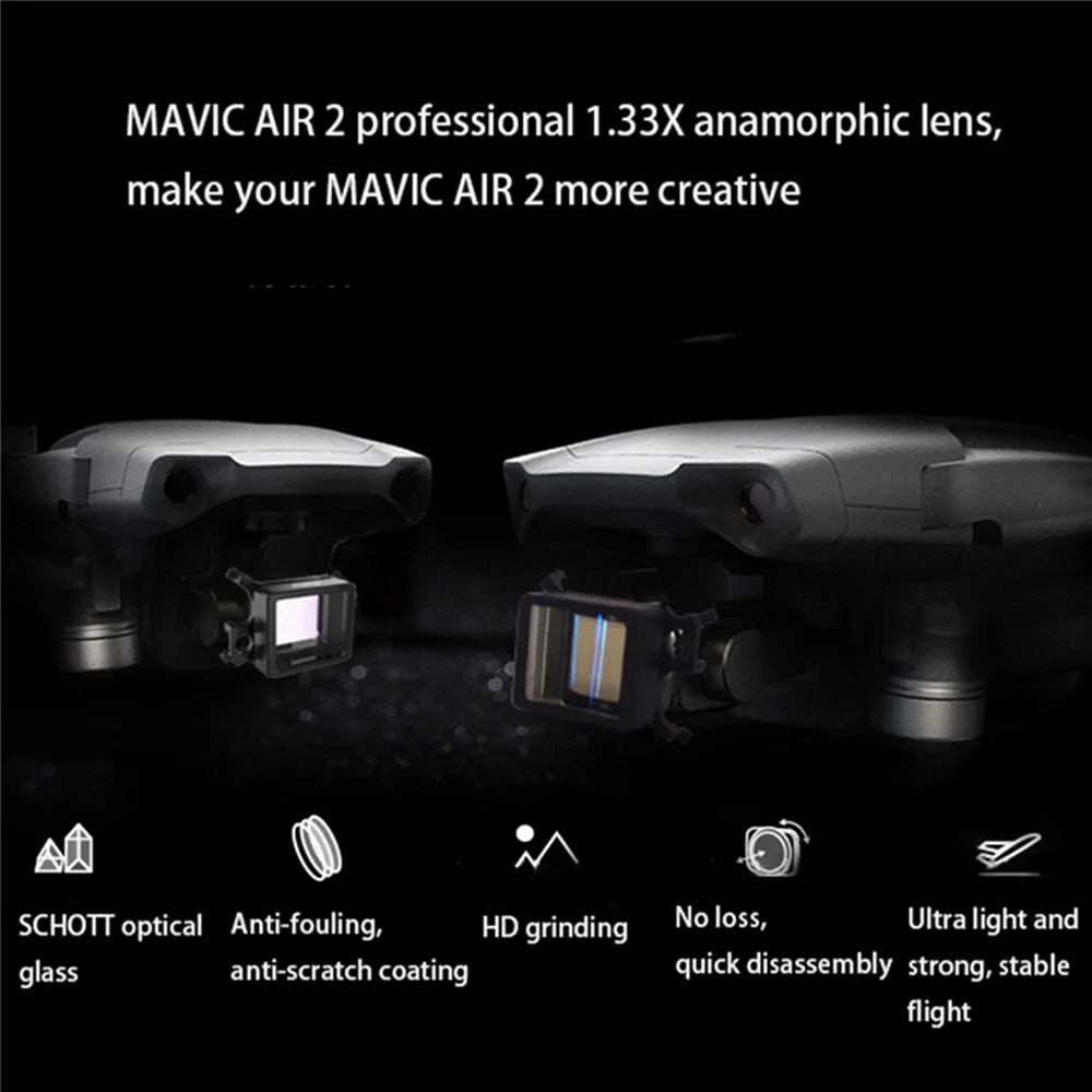 Wide-angle Lens Fisheye Lens 1.33X Anamorphic Lens for DJI Mavic AIR 2 Accessories HD Wide Angle Camera Lens for DJI Mavic air2