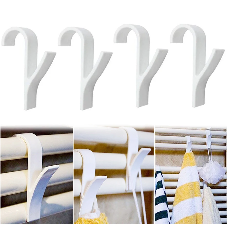 Colgador blanco para toalla calefactable, soporte de gancho de baño, colgador de ropa, colgador de bufanda Plegable, espacio de secado, toallero, 1/4 Uds.