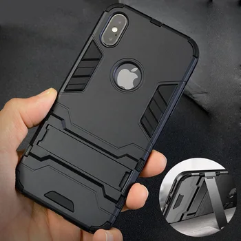 

1000PCS Shockproof Armor Phone Case For iPhone XR X XS Max 8 7 Plus 6 6S Silicone Holder Cases Stand Matte Protective Back Cover