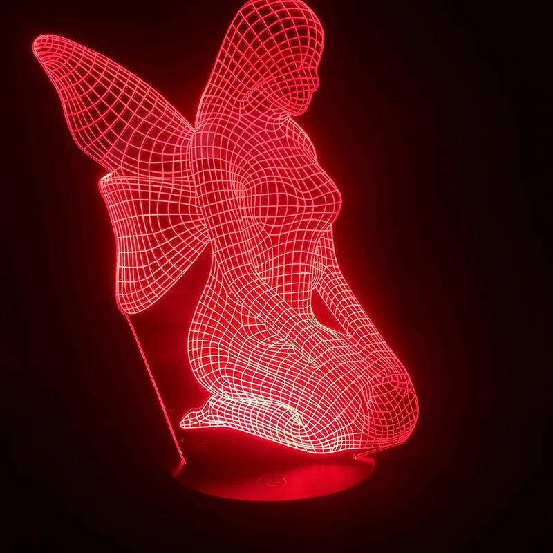 3D лампа ангелы бабочки Феи милый подарок для девочек сенсорный датчик 7 цветов с удаленным атмосферным Usb Led Ночник светильник