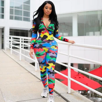 

Fall 2020 new women's wear high-waisted camouflage workout fitness pants Full Length Regular Skinny
