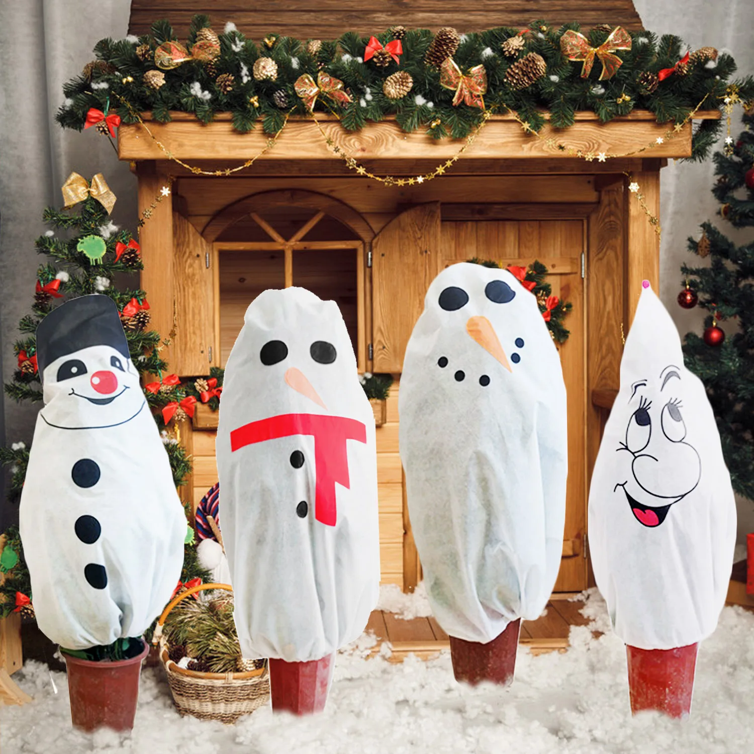 

Behogar Cartoon Winter Warm Christmas Tree Cover Plant Cover Wrap Blanket Freeze Protection Protector for Cold Weather 90x103cm