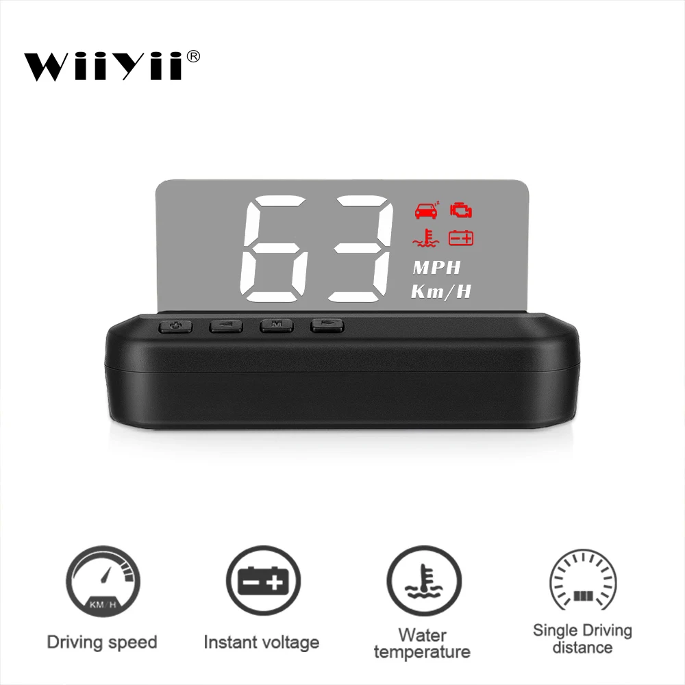 

C100 HUD Mirror Car Head up display Windshield Speed Projector Security Alarm Water temp Overspeed RPM Voltage Driving Computer