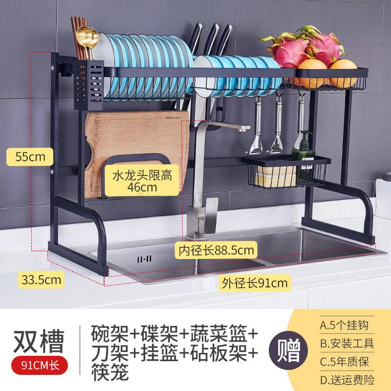 Black Stainless Steel Sink Drain-rack Bowl Kitchen Storage Rack Kitchen Storage Organization Kitchen Accessories Organizer cheap - Цвет: Армейский зеленый