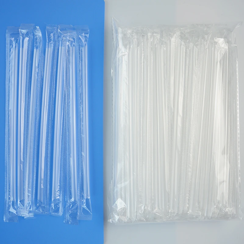 

100Pcs Clear Individually Wrapped Drinking PP Straws Disposable Tea Drinks Straws Holiday Event Party 190mm Long Portable