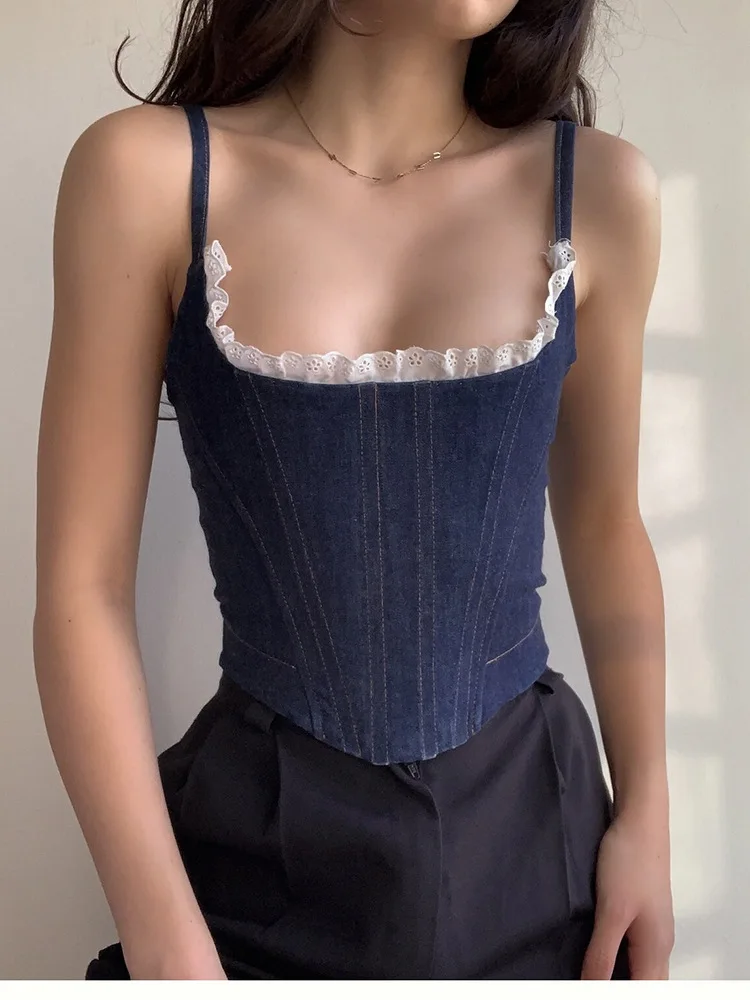Vintage Blue Denim Corset Top 2021 