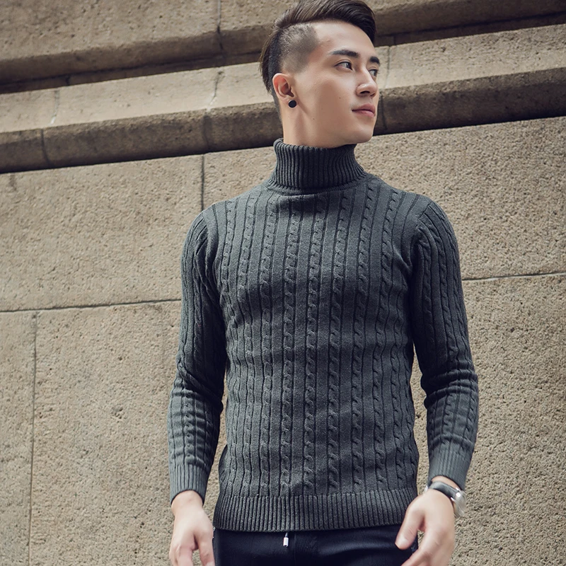 2020 Fall Winter Thick Warm Cashmere Sweater Men Turtleneck Men Brand Mens  Sweaters Slim Fit Pullover Men Knitwear Double collar - AliExpress