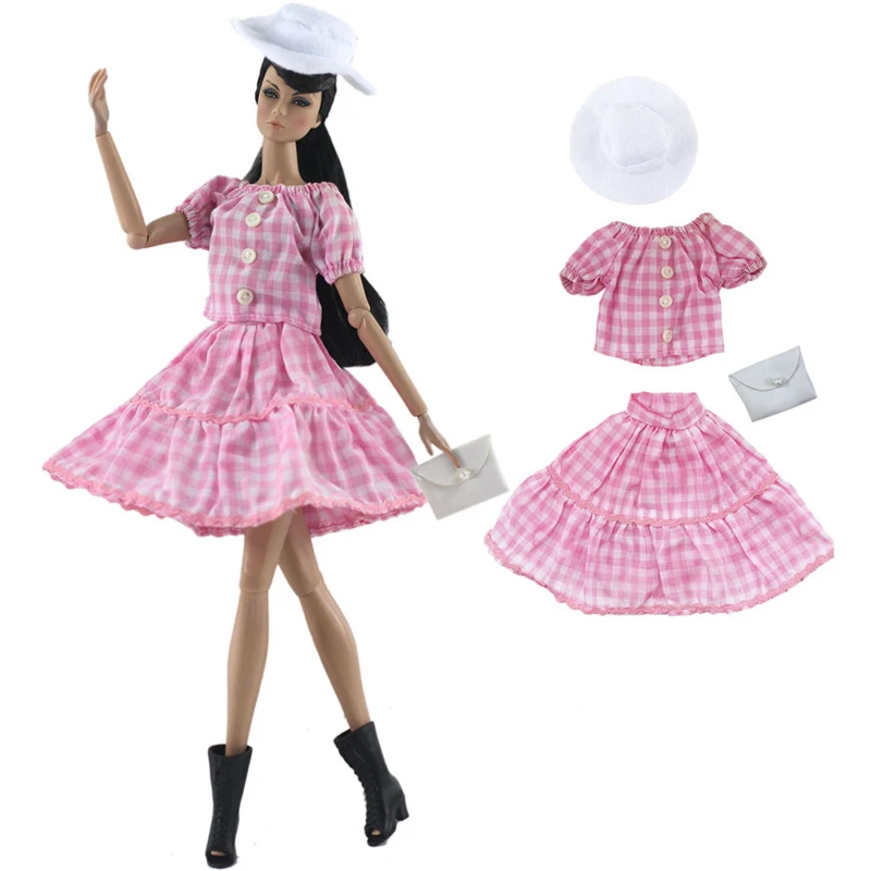 1 комплект модной одежды для куклы Барби топ в кукольном стиле юбка фуражка сумка модные наряды для кукольный домик Barbie кукла 1/6 аксессуары