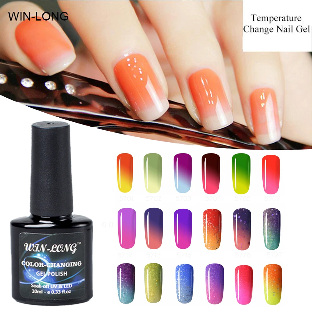 

WIN-LONG Gel Nail Polish 10ML Color Change UV Soak Off Nail Gel Polish Temperature Color Changing Gel Polish With Base Top Coat