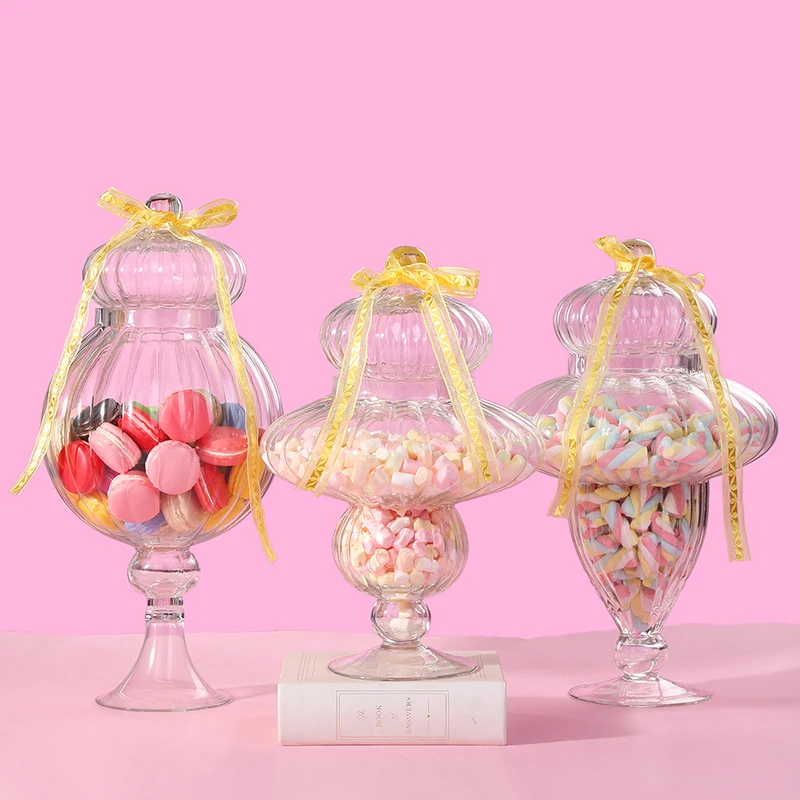 Europe Glass Candy Jar Transparent Bottle With Lid Candy Pot Storage