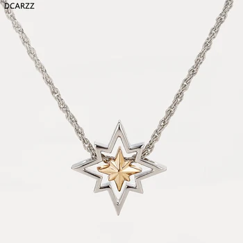 

Avenger Captain Marvel SuperHero Necklace Gold Silver Plated Star Pendant Women Superhero Cosplay Jewelry Wholesale