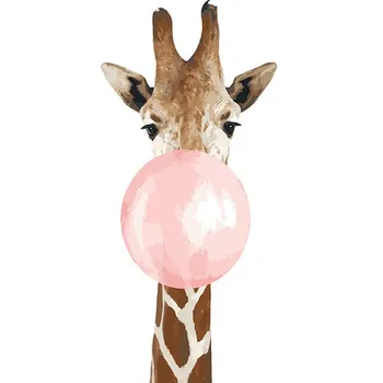 

giraffe Bubble lovely Animal DIY Digital Painting By Numbers Modern Wall Art Oil Painting Holiday Gift Home Decor Big Size