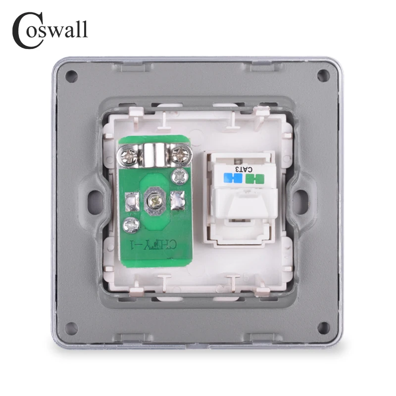 COSWALL RJ11 2 ядерный телефонный разъем с гнездовым ТВ разъемом настенная розетка из