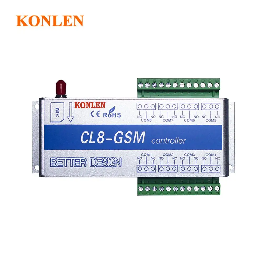 KONLEN GSM 8 способ реле Управление; умный дом Мощность переключатель SMS вызова удаленного Управление светильник ворот электронный замок сервер насос - Цвет: 8 Relays Controller