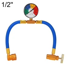 Автомобильный шланг кондиционера AC R134A с заряжаемым шлангом для хладагента с манометром, измерительный комплект, медные автомобильные аксессуары Автомобильный шланг кондиционера AC R134A с заряжаемым шлангом для хладагента с манометром, измерительный комплект, медные автомобильные аксессуары