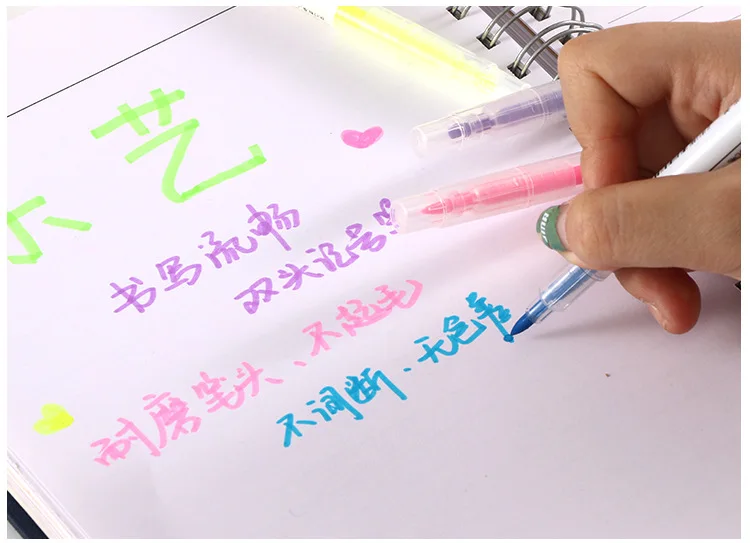 Двухголовый двухцветный маркер-маркер для студентов, Набор детских цветных ручек, 6 цветов на выбор, 6 шт цветных ручек