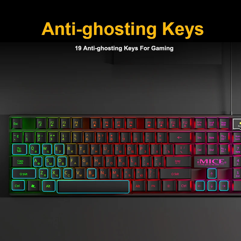 Gaming Keyboard Russian EN Imitation Mechanical Keyboard with Backlight Wired Gamer Keyboard USB Game Keyboards for Computer