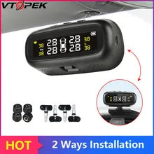 Беспроводное оборудование Vtopek контроль давления в шинах автомобиля USB или солнечная зарядка Авто сигнализация монитор на центральной консоли или лобовое стекло