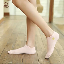 5 пар/лот, женские носки с вышитым логотипом, хлопковые женские носки-башмачки, весенние и летние короткие носки, новинка