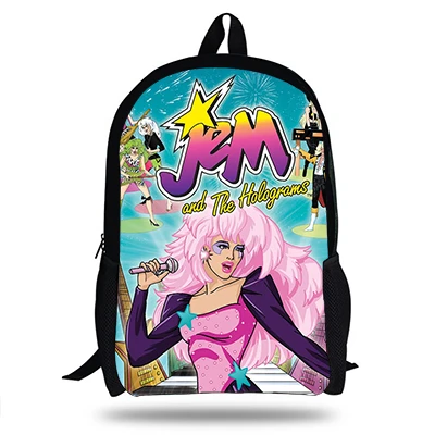 16A8888 16 Inch Cartoon Jem Printing Backpack Set For Children School Bags Colorful Teenage Girls Laptop Bookbag Daily Travel Rucksack - Color: 16A8888