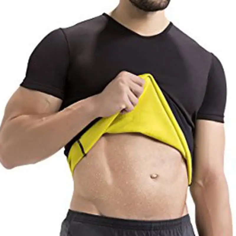 Men's Slimming Vest Short Sleeve Neoprene Sweat Shirt Sports Bodybuilding Trainning Waist Sweat Corset Running Shirt men running tops