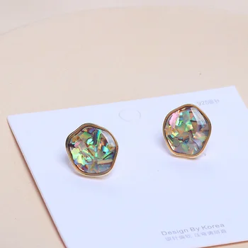 

2019 Korean Style New Trendy Geometry Irregular Shape Stud Earrings For Women Elegant Round Resin Stud Earrings Jewelry Gifts