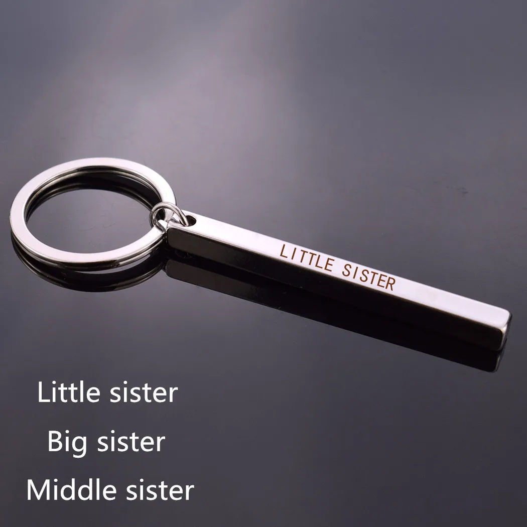 

Family Keychain''Little Sister Big Sister Middle Sister'' Keychain Pendant Men Women Fashion Engraved Key Ring Holder Jewelry