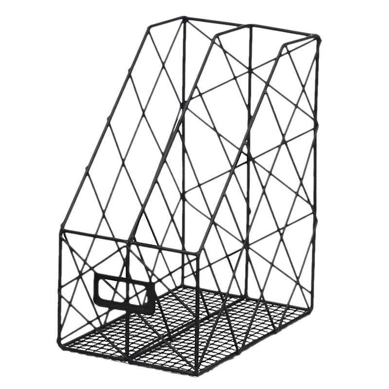 

Simple Metal File Storage Rack Office Supplies Display Rack Desktop Grid Book Magazine Storage Box Shelf Block Anti Skid Frame